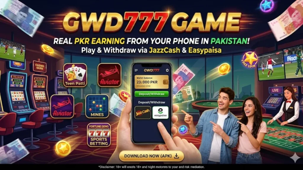 GWD777 game app homepage screen Pakistan Android