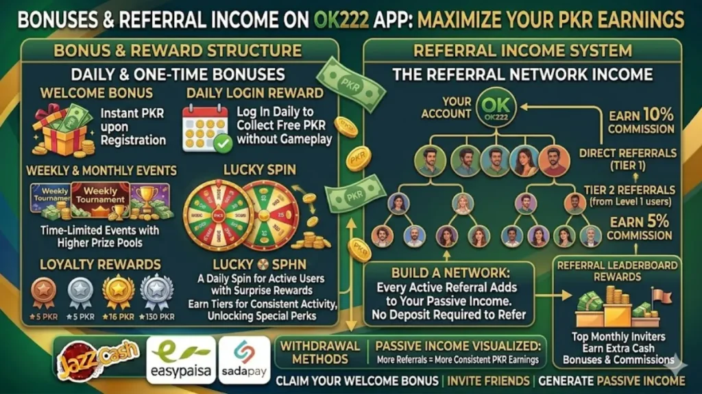 OK222 game bouns and referals 2026
