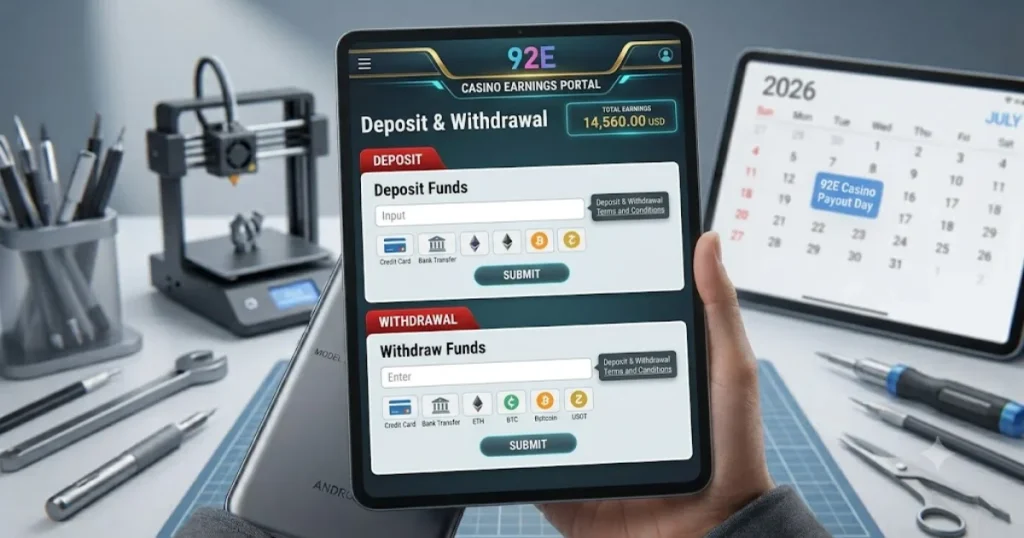 92e game deposit and withdraw Android 2026